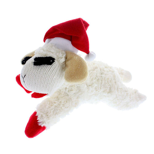 Multipet Holiday Lamb Chop w/ Santa Hat Assorted 10.5"