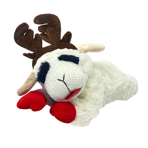 Multipet Holiday Multipet Holiday Lamb Chop w/Antlers Dog Toy 6.5"
