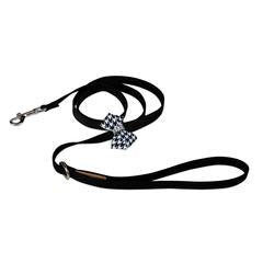 BLACK & WHITE HOUNDSTOOTH NOUVEAU BOW DOG LEASH