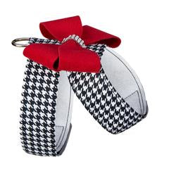 BLACK & WHITE HOUNDSTOOTH RED NOUVEAU BOW TINKIE HARNESS
