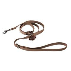 CHOCOLATE GLEN HOUNDSTOOTH NOUVEAU BOW DOG LEASH