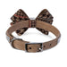 SUSAN LANCI CHOCOLATE GLEN HOUNDSTOOTH NOUVEAU BOW 3 ROW GILTMORE COLLAR