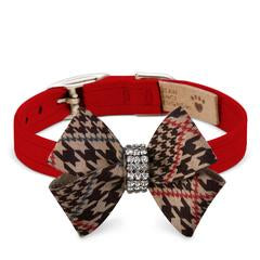 GLEN HOUNDSTOOTH NOUVEAU BOW RED COLLAR