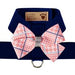 INDIGO TINKIE HARNESS W/PEACHES N' CREAM  HOUNDSTOOTH NOUVEAU BOW