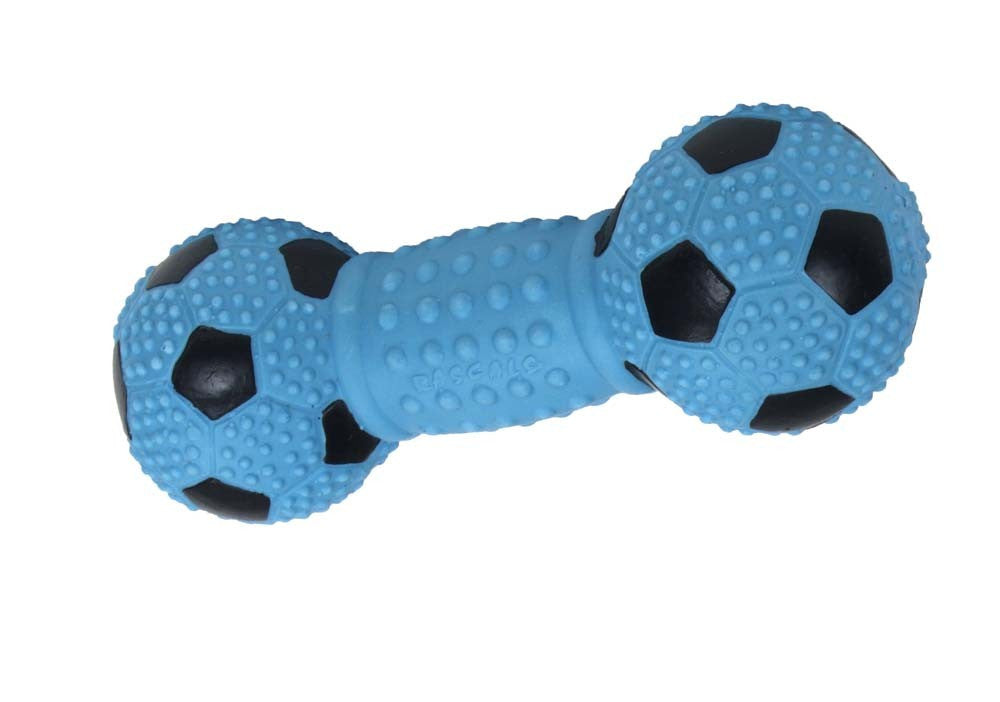 COASTAL RASCALS LATEX DOG TOY SOCCER DUMBBELL BLUE LAGOON 5.5IN, Toys - Bones Bizzness