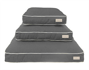 GREY WHITE TRIM DOG BED, Beds - Bones Bizzness