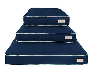NAVY WHITE TRIM DOG BED, Beds - Bones Bizzness