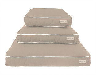 TAN WHITE TRIM DOG BED, Beds - Bones Bizzness