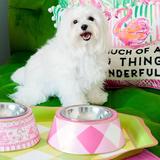 BUFFALO PLAID DOG BOWL - PINK, Bowls - Bones Bizzness