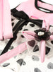 PINK SATIN & HEARTS CHIFFON DOG HARNESS DRESS, LEASH & HAT, DRESS - Bones Bizzness