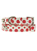 RED & WHITE GLITTER LEATHER POLKA DOT DOG COLLAR & LEASH SET