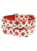 RED & WHITE GLITTER LEATHER POLKA DOT DOG COLLAR & LEASH SET