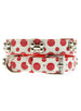 RED & WHITE GLITTER LEATHER POLKA DOT DOG COLLAR & LEASH SET