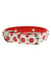 RED & WHITE GLITTER LEATHER POLKA DOT DOG COLLAR & LEASH SET