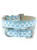 SILVER & BLUE GLITTER LEATHER POLKA DOT DOG COLLAR & LEASH SET, Collars - Bones Bizzness