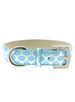 SILVER & BLUE GLITTER LEATHER POLKA DOT DOG COLLAR & LEASH SET, Collars - Bones Bizzness