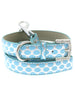 SILVER & BLUE GLITTER LEATHER POLKA DOT DOG COLLAR & LEASH SET, Collars - Bones Bizzness