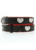 RED/BLACK DIAMANTE LEATHER & HEART DOG COLLAR & LEASH SET, Collars - Bones Bizzness