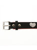 RED/BLACK DIAMANTE LEATHER & HEART DOG COLLAR & LEASH SET