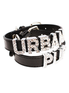 BLACK LEATHER PERSONALIZED DOG COLLAR, Collars - Bones Bizzness