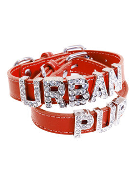 RED LEATHER PERSONALIZED DOG COLLAR