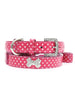 HOT PINK DIAMANTE LEATHER & HEART DOG COLLAR & LEASH SET, Collars - Bones Bizzness