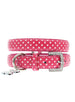 HOT PINK DIAMANTE LEATHER & HEART DOG COLLAR & LEASH SET, Collars - Bones Bizzness