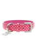 HOT PINK DIAMANTE LEATHER & HEART DOG COLLAR & LEASH SET, Collars - Bones Bizzness