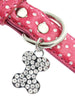 HOT PINK DIAMANTE LEATHER & HEART DOG COLLAR & LEASH SET, Collars - Bones Bizzness