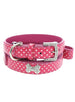 HOT PINK DIAMANTE LEATHER & HEART DOG COLLAR & LEASH SET, Collars - Bones Bizzness