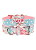VINTAGE ROSE FLORAL FABRIC DOG COLLAR & LEASH SET, Collars - Bones Bizzness