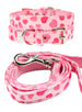 PINK HEARTS FABRIC DOG COLLAR & LEASH SET, Collars - Bones Bizzness