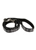 BLACK & WHITE TARTAN FABRIC DOG COLLAR & LEASH SET, Collars - Bones Bizzness