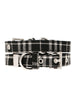 BLACK & WHITE TARTAN FABRIC DOG COLLAR & LEASH SET, Collars - Bones Bizzness