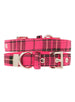 FUSCHIA PINK TARTAN FABRIC DOG COLLAR & LEASH SET, Collars - Bones Bizzness