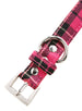 FUSCHIA PINK TARTAN FABRIC DOG COLLAR & LEASH SET, Collars - Bones Bizzness