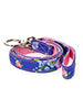 BLUE/PINK FLORAL FABRIC DOG COLLAR & LEASH SET, Collars - Bones Bizzness