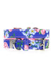 BLUE/PINK FLORAL FABRIC DOG COLLAR & LEASH SET, Collars - Bones Bizzness