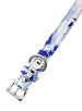 BLUE FLORAL BOUQUET FABRIC DOG COLLAR & LEASH SET, Collars - Bones Bizzness