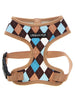 BLUE & BROWN ARGYLE DOG HARNESS, Harness - Bones Bizzness