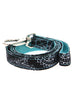 BLACK & BLUE PAISLEY DOG COLLAR & LEASH SET, Collars - Bones Bizzness