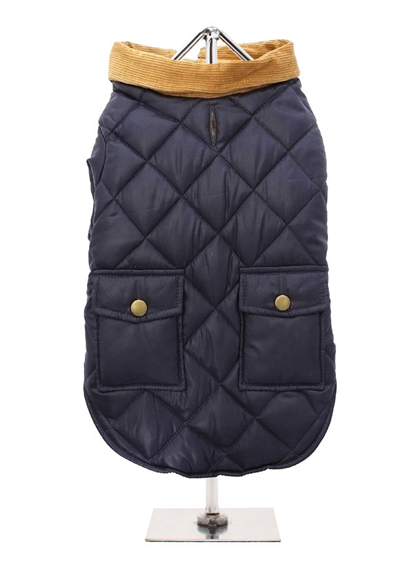 NAVY BLUE QUILTED TOWN & COUNTRY DOG COAT