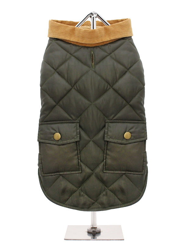 FOREST GREEN QUILTED TOWN & COUNTRY DOG COAT, Coats - Bones Bizzness