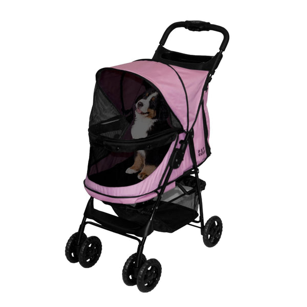 HAPPY TRAILS NO ZIP PET STROLLER - PINK, STROLLERS - Bones Bizzness