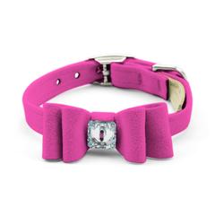 PINK SAPPHIRE BIG BOW SWAROVSKI CRYSTAL DOG COLLAR, Collars - Bones Bizzness