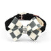 WINDSOR CHECK NOUVEAU BOW DOG COLLAR - BLACK, Collars - Bones Bizzness
