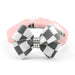 WINDSOR CHECK NOUVEAU BOW DOG COLLAR - PUPPY PINK, Collars - Bones Bizzness