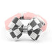 WINDSOR CHECK NOUVEAU BOW DOG COLLAR - PUPPY PINK, Collars - Bones Bizzness