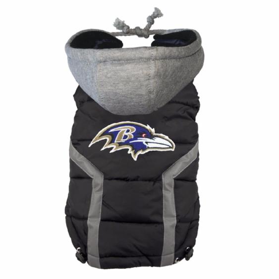 BALTIMORE RAVENS NFL DOG PUFFER VEST, NFL COATS - Bones Bizzness