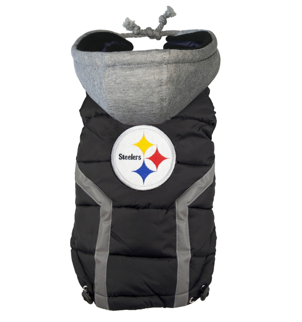 PITTSBURGH STEELERS NFL DOG PUFFER VEST, NFL COATS - Bones Bizzness